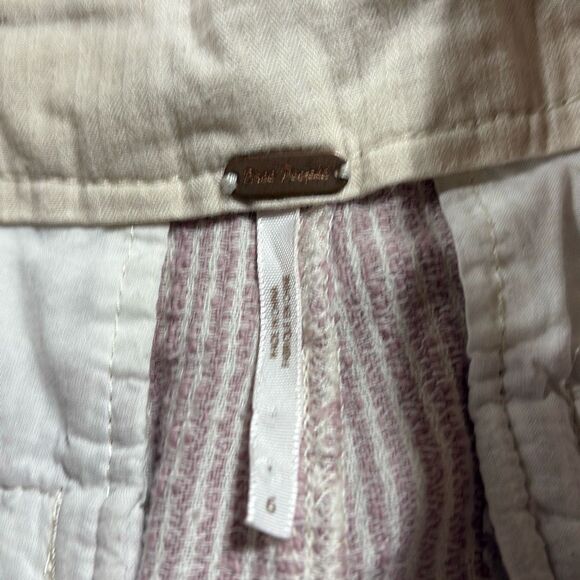 Free People Light At Sunrise Paperbag Pants Size 6 Cropped Super High Rise Strip - Picture 15 of 16